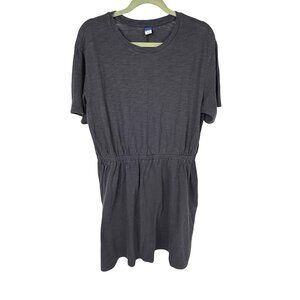 Old Navy Waist-Defined Slub-Knit T-Shirt Dress Gray Size L